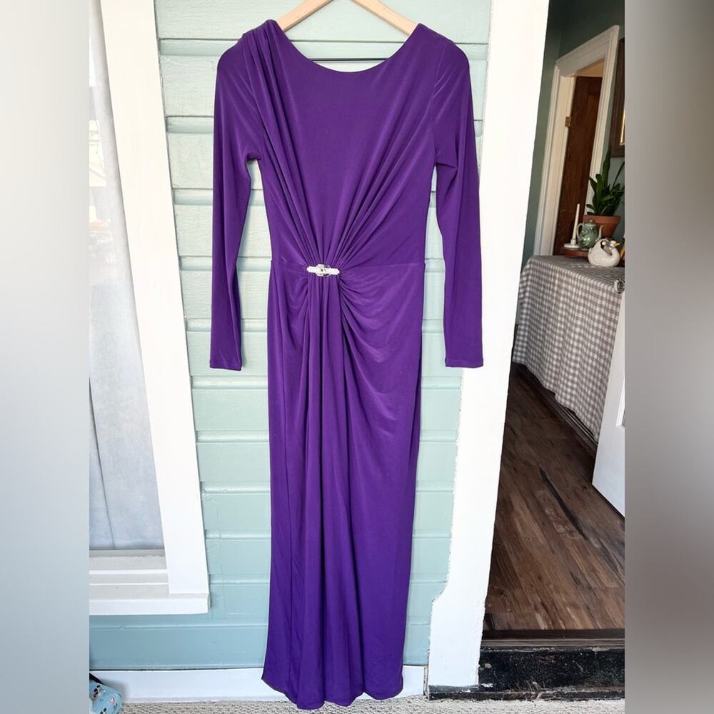 Ralph Lauren purple jersey knit ruched gown size 6